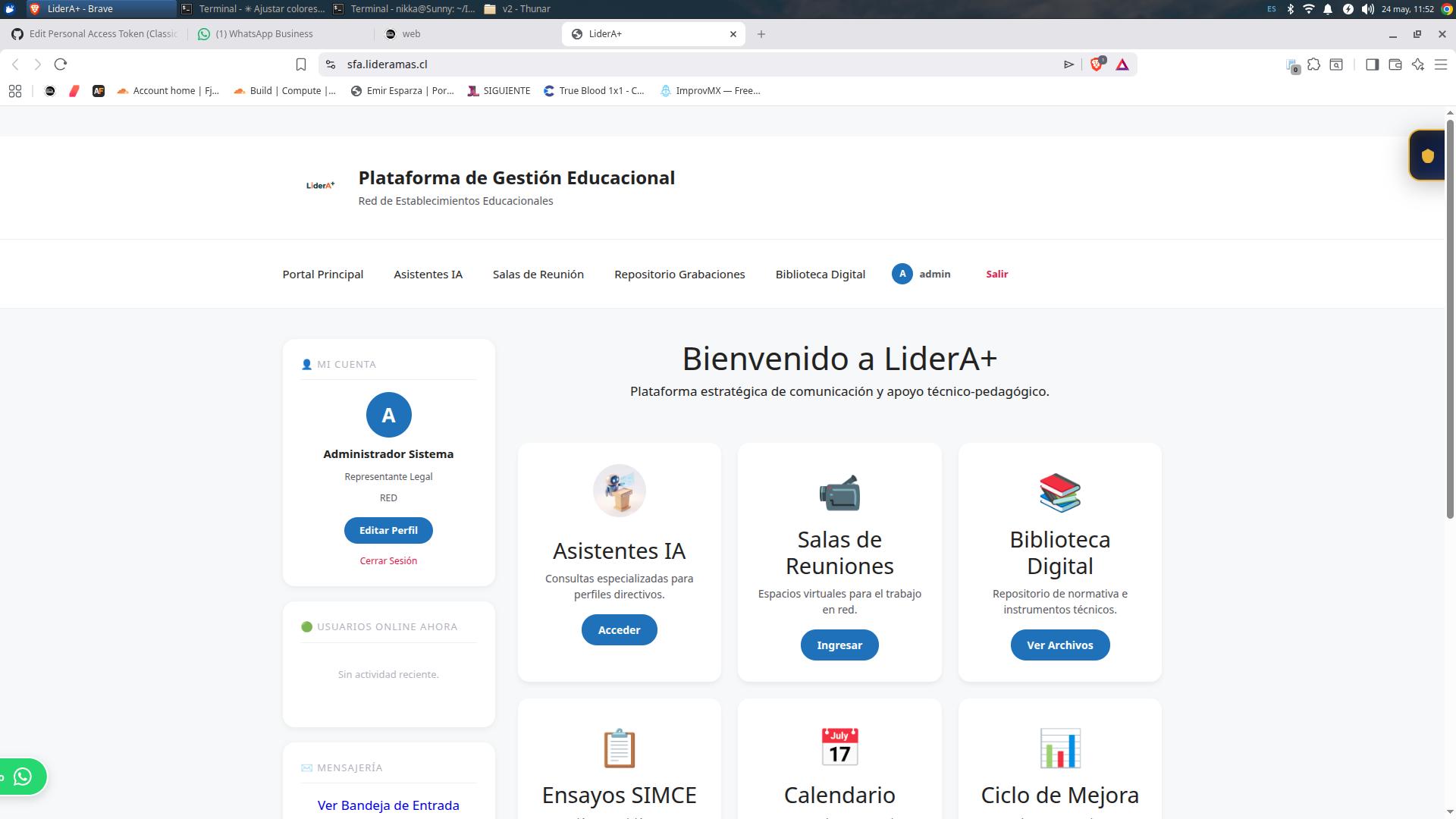 Panel de la plataforma LíderA+